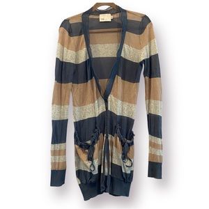 ANTHROPOLOGIE | YOON Semi-Sheer Striped Cardigan Longline Medium
